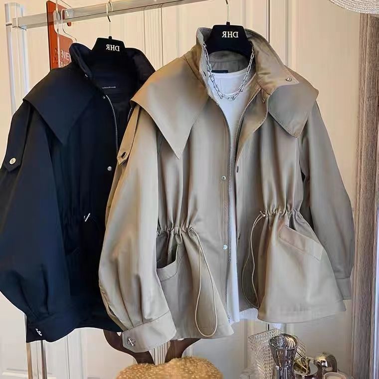Lapel Hooded Trench Coat