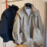 Lapel Hooded Trench Coat