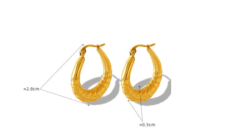 Unisex Style Geometric Refined Grace Titanium Steel Gold-plated U-shaped Wheat Earrings