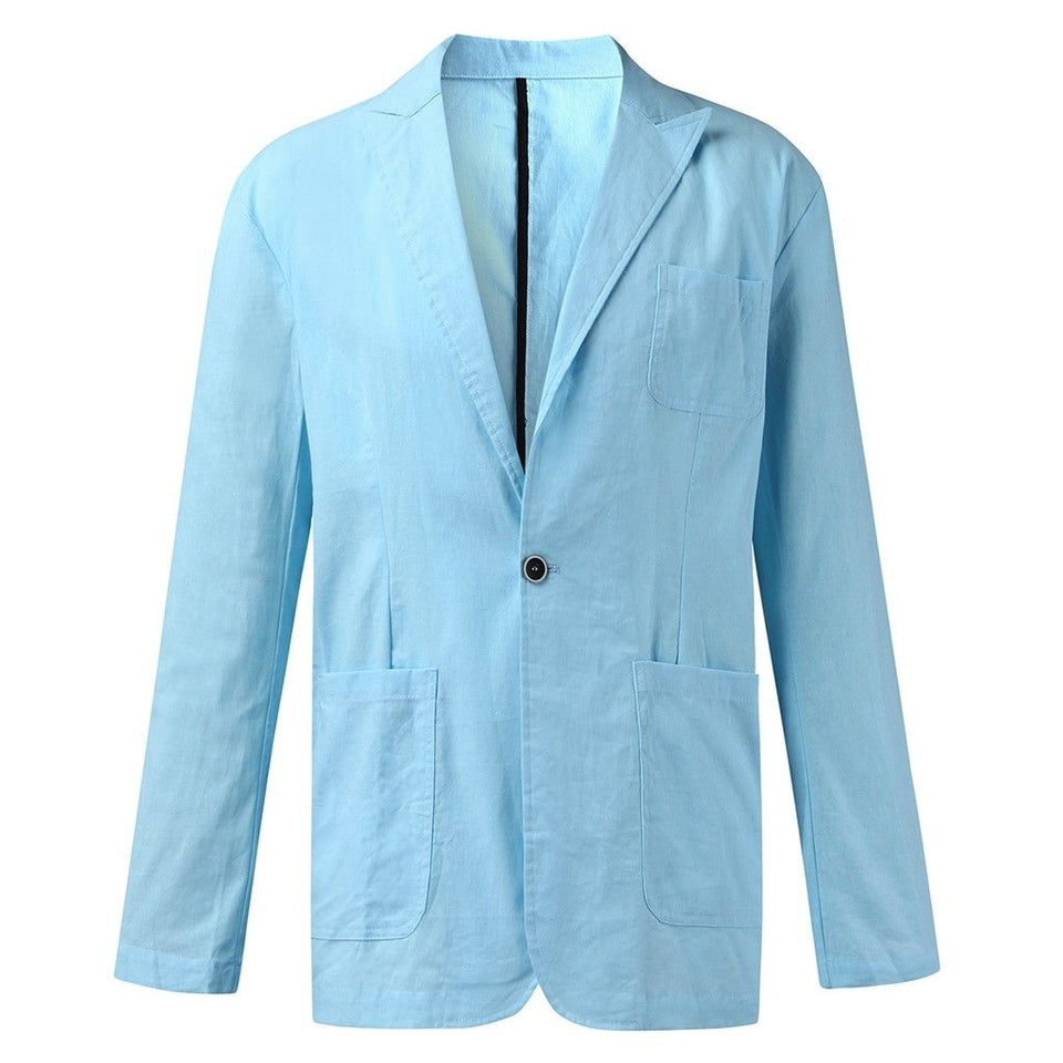 Solid Men's Cotton Thin Blazer