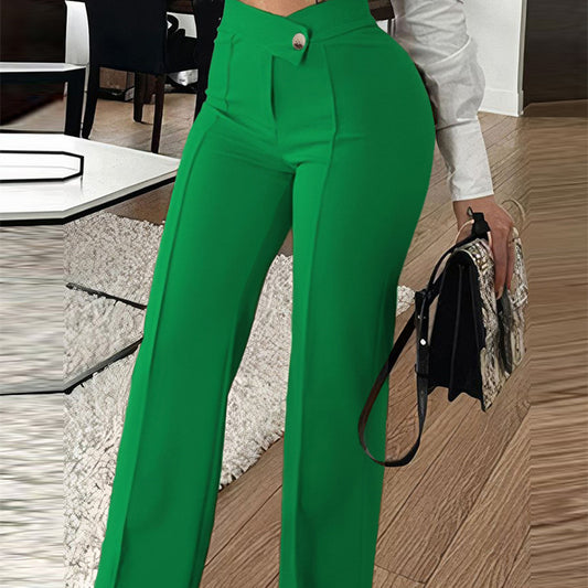 Akatonbo Women'S Cross-Border Slim-Fit Green Leisure Commute Wide-Leg Trousers