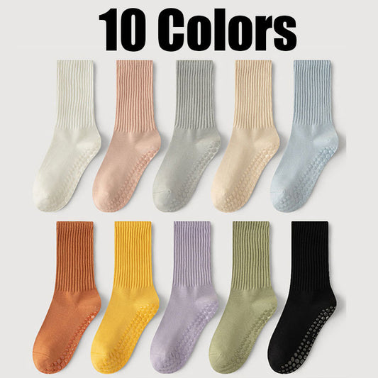 10 Pares de Calcetines de Pilates para Mujer con Agarres Antideslizantes, Calcetines de Yoga para Hospital, Calcetines Adherentes Transpirables y Anti-Olor para Yoga, Hospital, Pilates, Barre