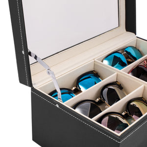 Double storage display glasses case