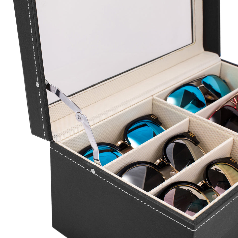 Double storage display glasses case