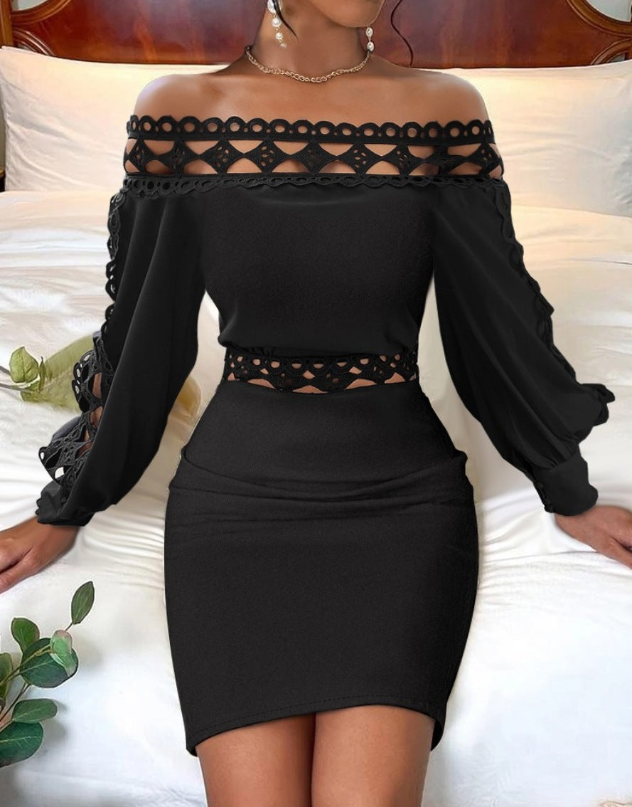 Lace Long Sleeve Little Black Dress Dress Women's Clothing
