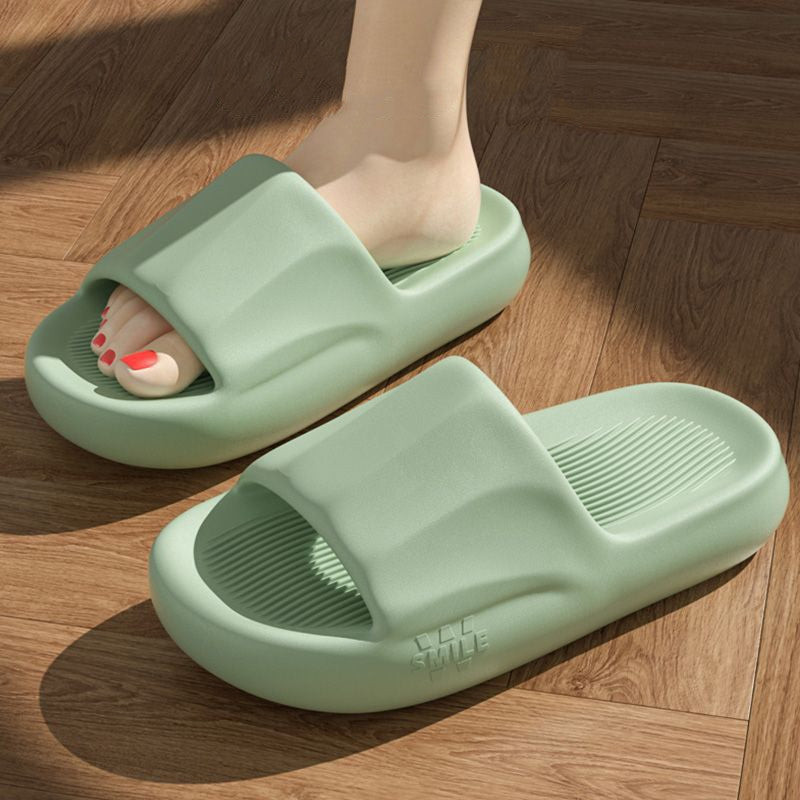 New Solid Striped Peep-toe Home Slippers