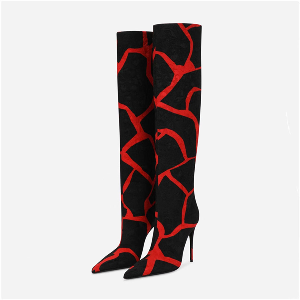 Pointed Stiletto Heel Leopard Print Boots