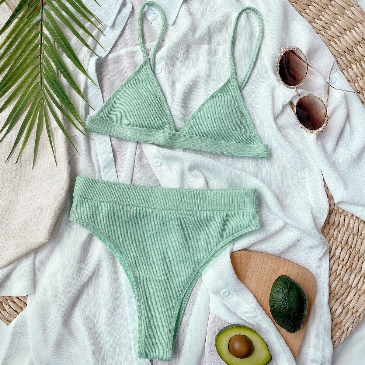 Shop Spaghetti Strap Ribbed Bikini Set - Women's Fashion | Akatonbo