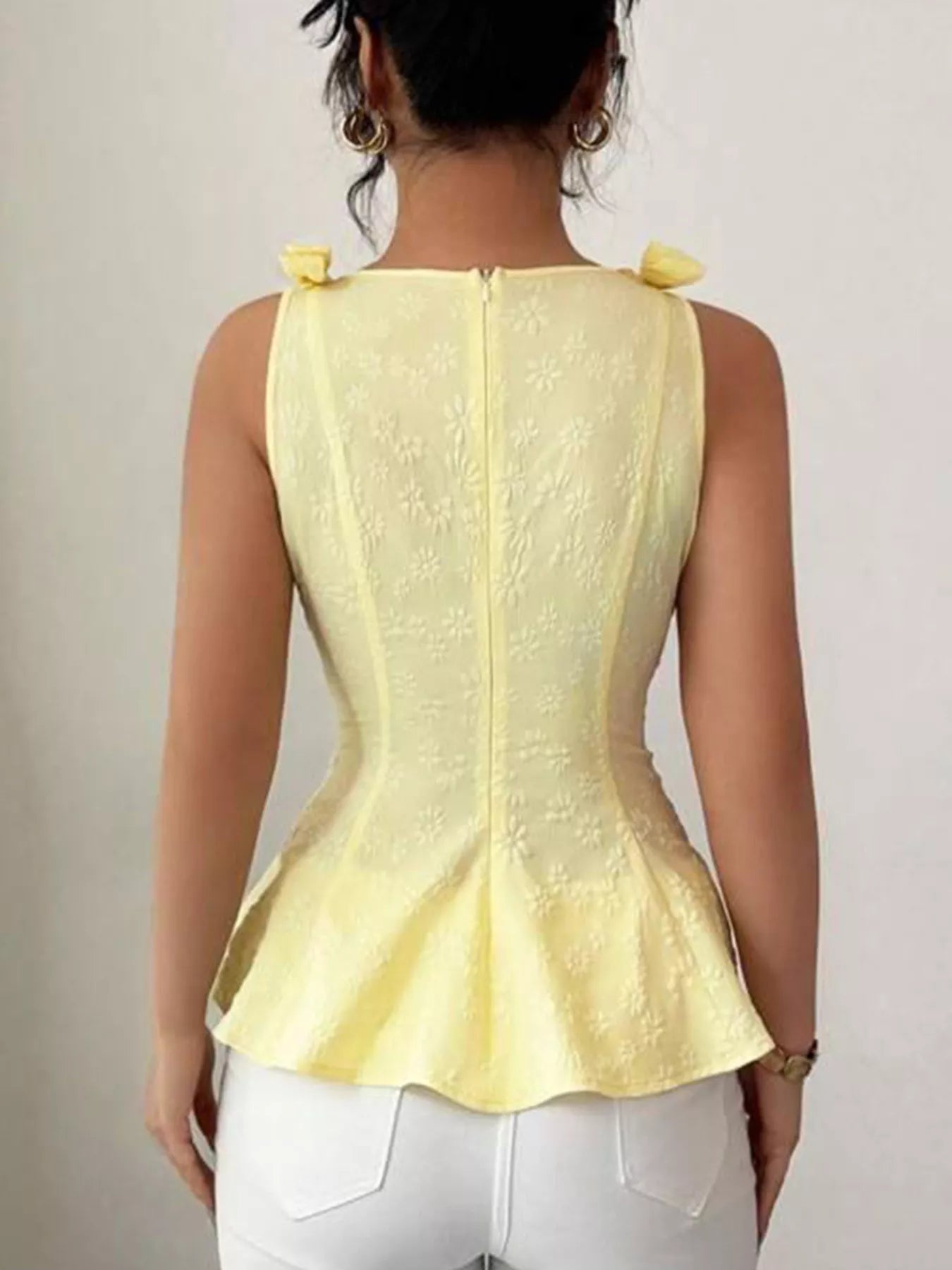 Shop Bow Shoulder Peplum Tank - Women's Fashion | Akatonbo