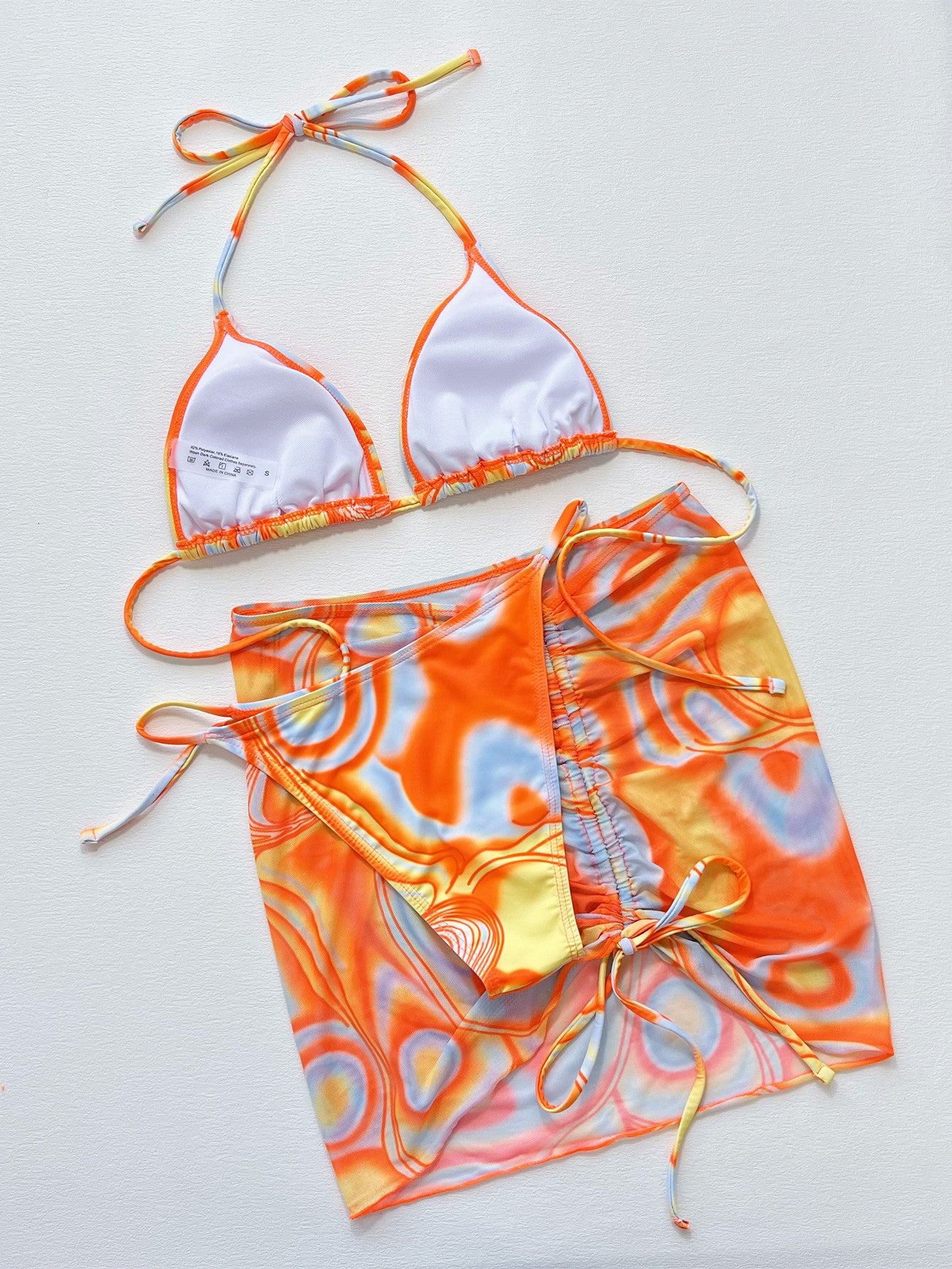 Shop Multicolored Drawstring Ruched Three-Piece Swim Set - Women's Fashion | Akatonbo