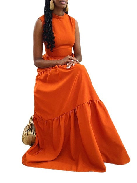 Trendy New Solid Color Women's Slim Long Dress