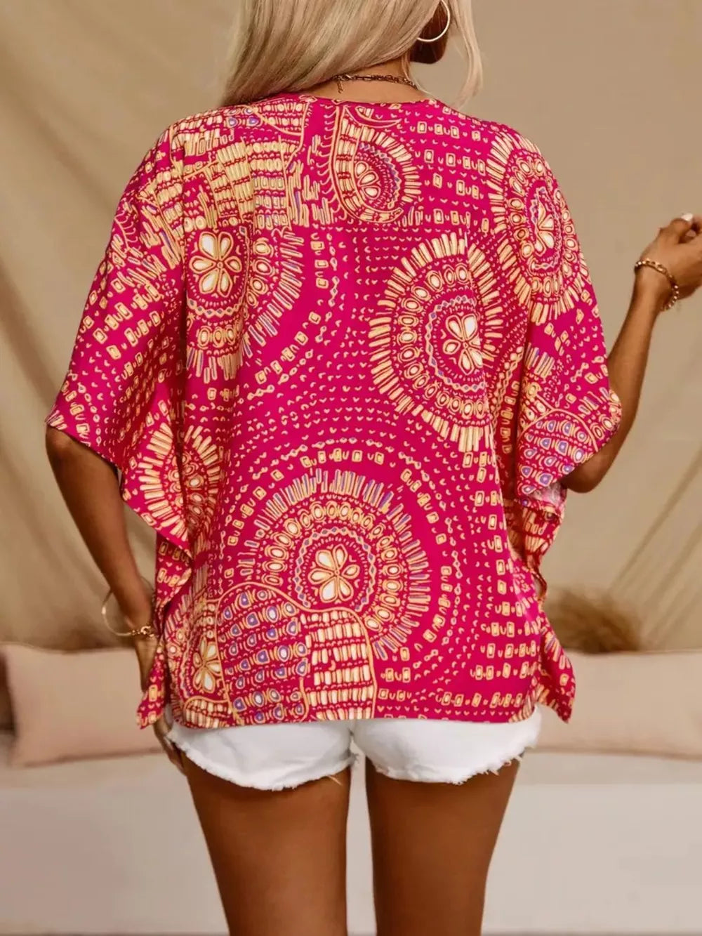 Shop Printed V-Neck Half Sleeve Top - Women's Fashion | Akatonbo