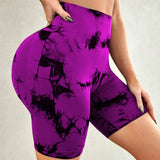 Tie-dye Printed Yoga Pants Summer Quick-drying Fitness Shorts Sexy High-waisted Hip-lifting Leggings Women's Shorts