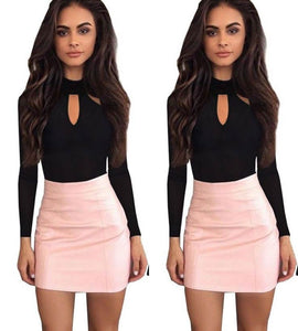 Black Cutout Long Sleeve Slim Sexy Solid Color Jumpsuit