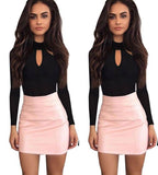Black Cutout Long Sleeve Slim Sexy Solid Color Jumpsuit