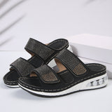 New Air Cushion Wedges Sandals Summer Casual Rhinestone Slides Roman Sandals For Women Non-slip Beach Shoes