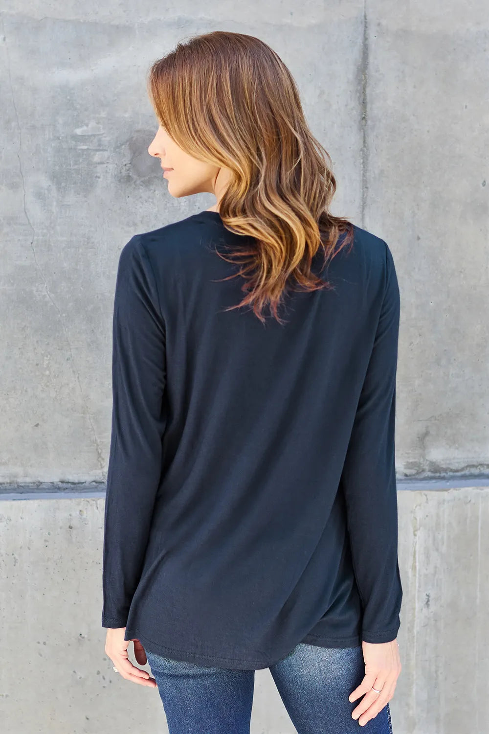 Shop Basic Bae Full Size V-Neck Long Sleeve Top - Women's Fashion | Akatonbo