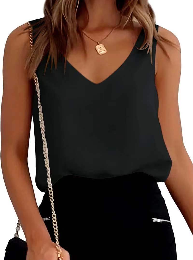 Akatonbo Women Tank Top Summer Casual V Neck Camisole Blouses Loose Sleeveless Cami Basic Tank Shirt