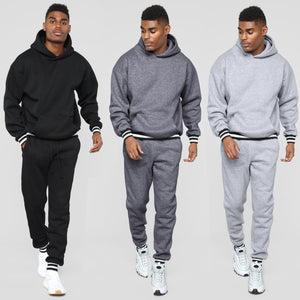 Screw Type Contrast-color Stitching Sweatshirt Men's Two-piece Set Hooded Casual Sports Suit