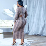 New Skinny Women's Long Sleeve Pleated High Stretch Print Dress