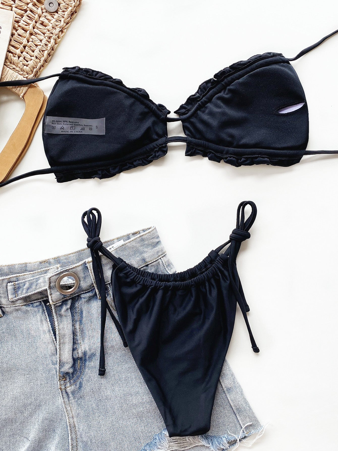 Shop Frill Trill Halter Neck Bikini Set - Women's Fashion | Akatonbo