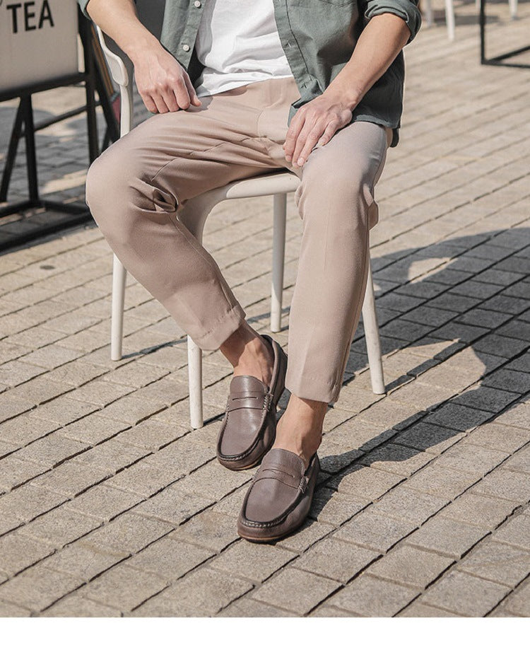 British Style Bean Shoes Leather Men