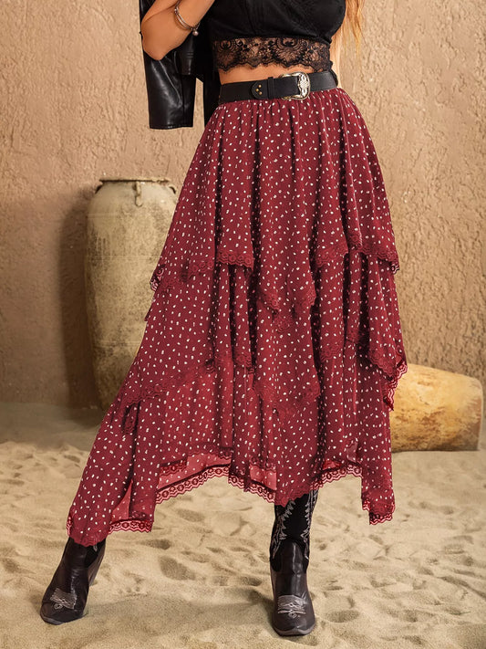Shop Lace Detail Layered Skirt - Women's Fashion | Akatonbo