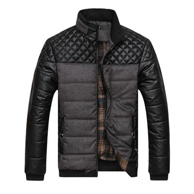 Winter Fashion Men's Jackets and Coats Outerwear 4XL PU Patchwork Stitching Self-cultivation Collar