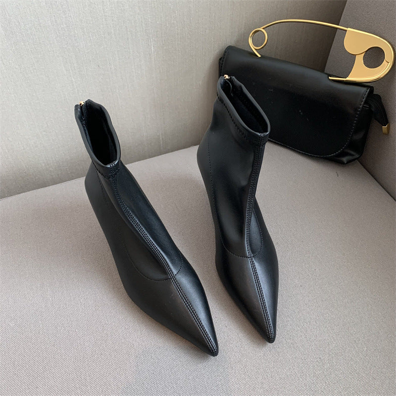 Ladies New Vintage Pointed Toe Back Zip Shoes