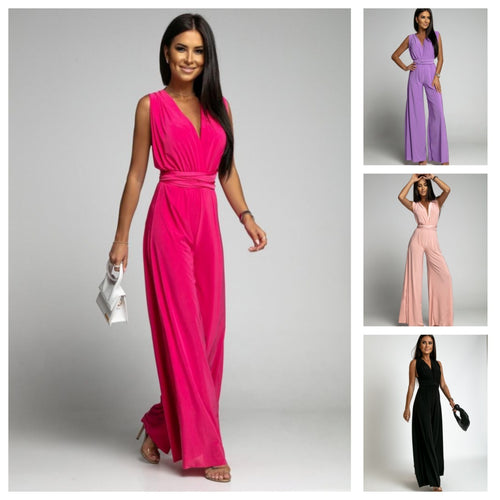Deep V-neck Sleeveless Backless Siamese Jumpsuit