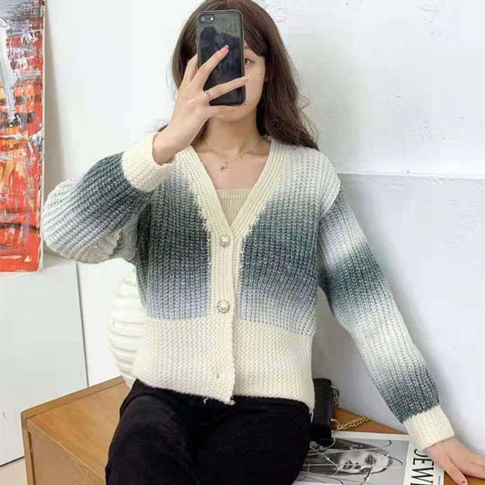 Akatonbo Thin Sweaters  Short  Slim Hanging And Dyeing