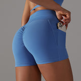 Yoga Shorts With Phone Pocket Design Fitness Sports Shorts