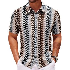 Summer New Colorful Hollow Breathable Short Sleeve Shirt