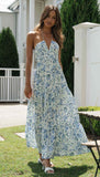 Chiffon V-neck Sleeveless Long Patchwork Dress