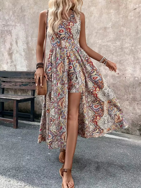 Shop Paisley Print Sleeveless Romper - Women's Fashion | Akatonbo