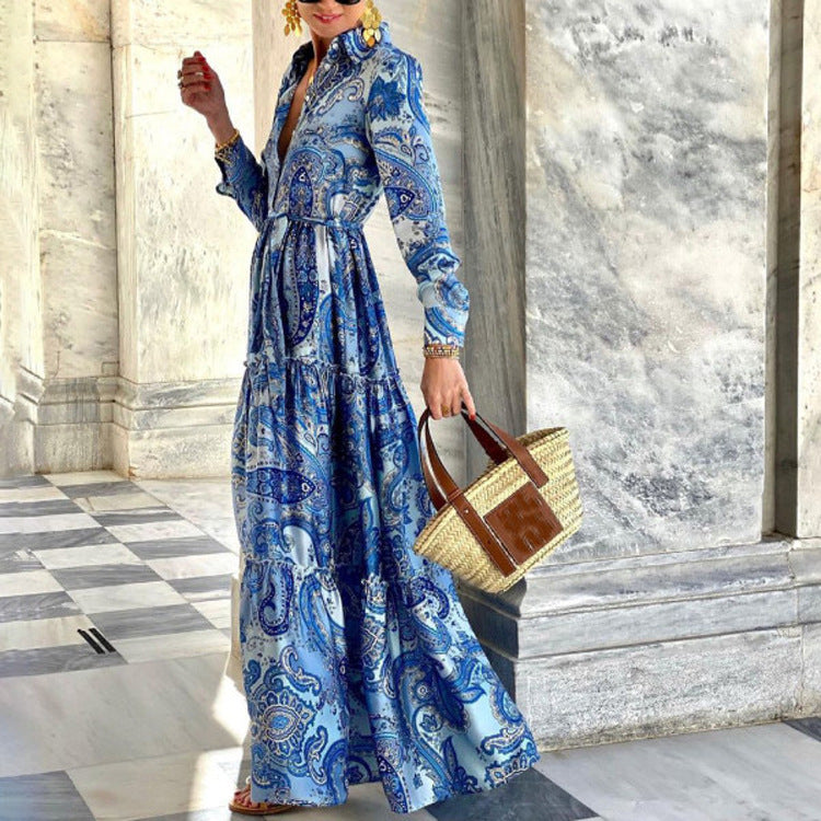 Akatonbo Elegant Long Sleeve Dress Women'S Long Skirt