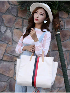 Canvas Ladies Work Bag Women Tote Hand Bag Shoulder Bag for Women Fashion Lady Shopping Canvas Stripe Tote Bags Female Handbags