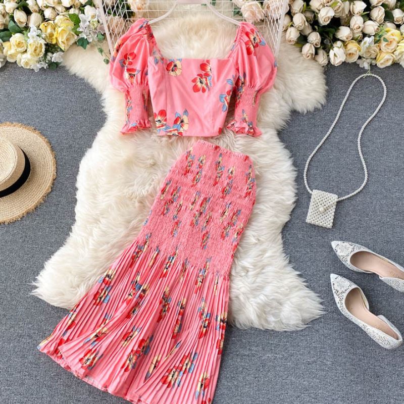 Women's clothing suits 2 piece skirt set