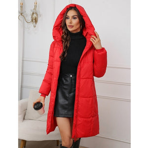 Women's Design Hooded Mid-length Thickened Coat