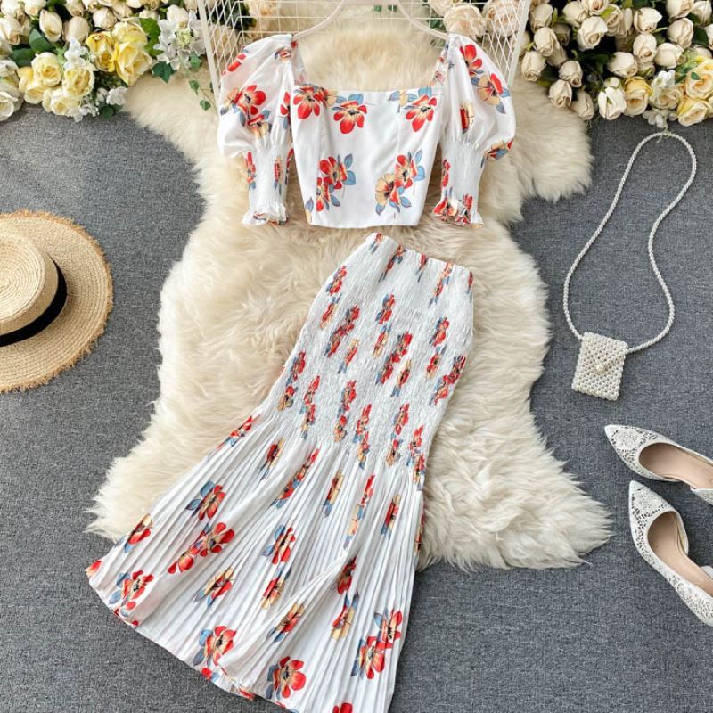Women's clothing suits 2 piece skirt set