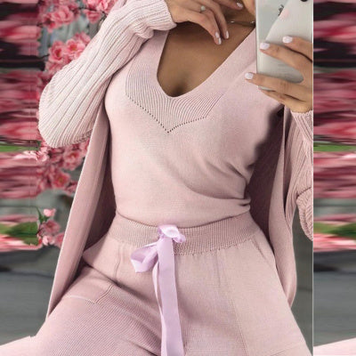 women fashion suits knitted three-piece set