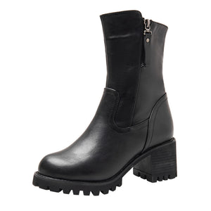 Thick Heel Martin Boots Women New Versatile Black Locomotive