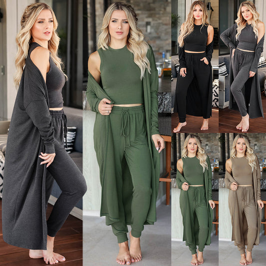 Akatonbo Women'S Knitted Slim-Fit Temperament Vest And Trousers Sports Suit