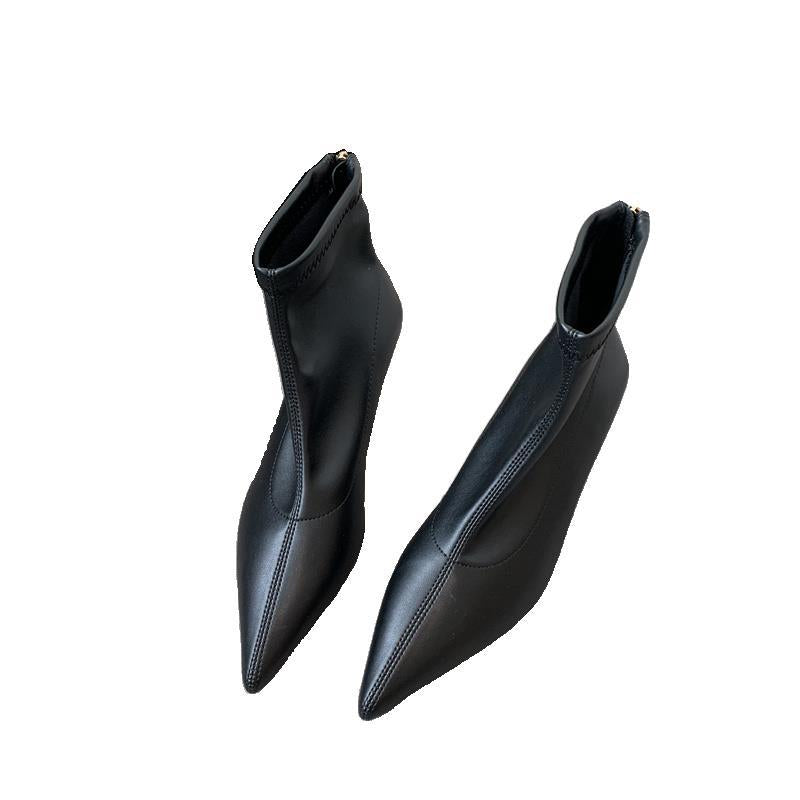 Ladies New Vintage Pointed Toe Back Zip Shoes