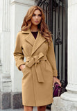 Women's Long Sleeve Woolen Coat