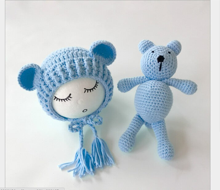 kids knit cap and toy set