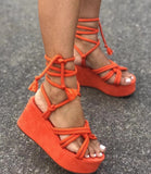 Summer Women Wedges Shoes High Heel Strappy Sandals