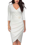 New 3/4 Sleeve V-neck Women's Dress