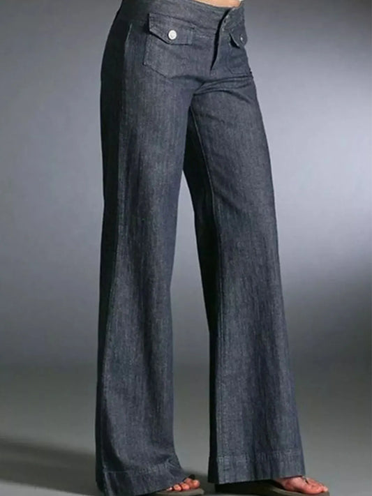 Shop Full Size High-Waisted Wide-Leg Wash Jeans Plus Size - Women's Fashion | Akatonbo