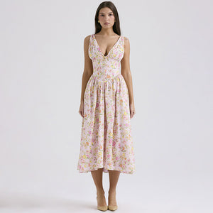 Southern Charm Women's Summer Pleated Floral Swing Dress